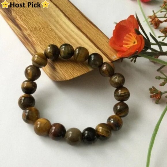 Handmade Jewelry - Handmade Premium Tiger’s Eye Beaded Stretch Bracelet, 8mm, Fits 6.5–7" Wrist